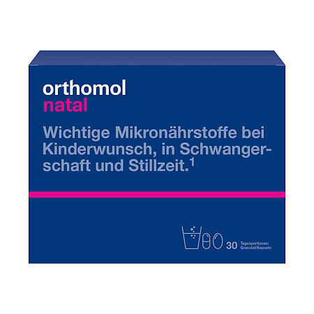 Ортомоль Натал/Orthomol Natal курс 30 дней набор саше порошок массой 14 г+капсулы массой 441,5 мг+638 мг 1 уп