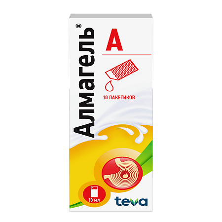 Алмагель А суспензия для приема внутрь 10 мл пак 10 шт