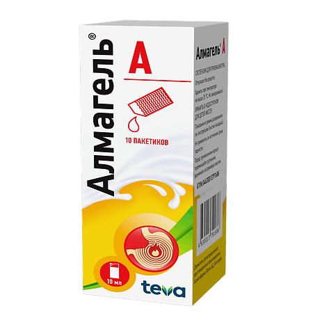 Алмагель А суспензия для приема внутрь 10 мл пак 10 шт