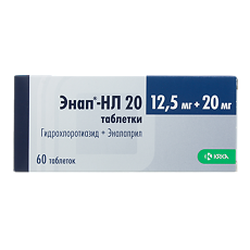 Купить Энап-НЛ 20 таблетки 12,5 мг+20 мг  60 шт цена