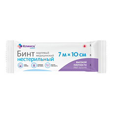 Купить Бинт нестерильный клинса высокая плотность 10 см х 7 м 1 шт цена