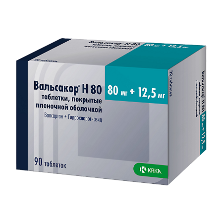 Вальсакор H80 таблетки покрыт.плен.об. 80 мг+12,5 мг 90 шт