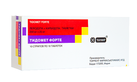 Изображение товара Тидомет Форте таблетки 250 мг+25 мг 100 шт