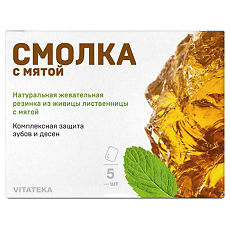 Купить Смолка жевательная лиственничная с мятой Витатека таблетки 0,8 г 5 шт. цена