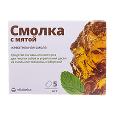 Изображение товара Смолка жевательная лиственничная с мятой Витатека таблетки 0,8 г 5 шт.