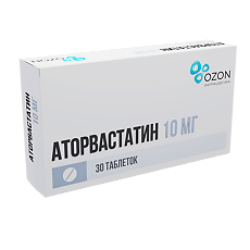 Изображение товара Аторвастатин 10 мг 30 таблеток покрытая пленочной оболочкой