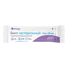 Купить Бинт нестерильный клинса высокая плотность 14 см х 7 м 1 шт цена