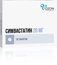 Купить Симвастатин таблетки покрыт.плен.об. 20 мг 30 шт цена