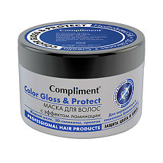 Купить Compliment Маска для волос Color Gloss & Protect с эффектом ламинации  Защита цвета и блеск 500 мл 1 шт цена