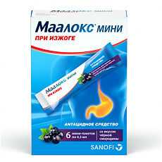 Купить Маалокс Мини суспензия для приема внутрь 4,3 мл вкус черной смородины пак 6 шт. цена