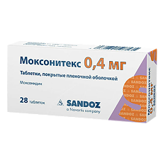 Купить Моксонитекс таблетки покрыт.плен.об. 0,4 мг 28 шт цена