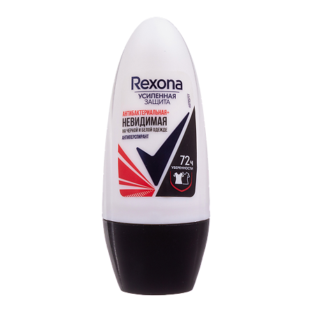 Rexona Антиперспирант део-ролик женский Антибактериальная и Невидимая на черном и белом 50 мл 1 шт