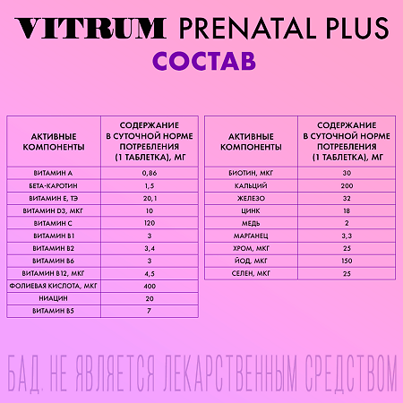 Витрум Пренатал Плюс таблетки покрыт.плен.об. массой 1470 мг 100 шт