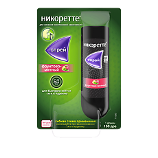 Купить Никоретте спрей для слизистой оболочки полости рта дозированный 1 мг/доза 150 доз фруктово-мятный 1 шт цена