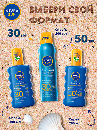 Nivea Sun Солнцезащитный спрей Защита и увлажнение SPF30 200 мл 1 шт