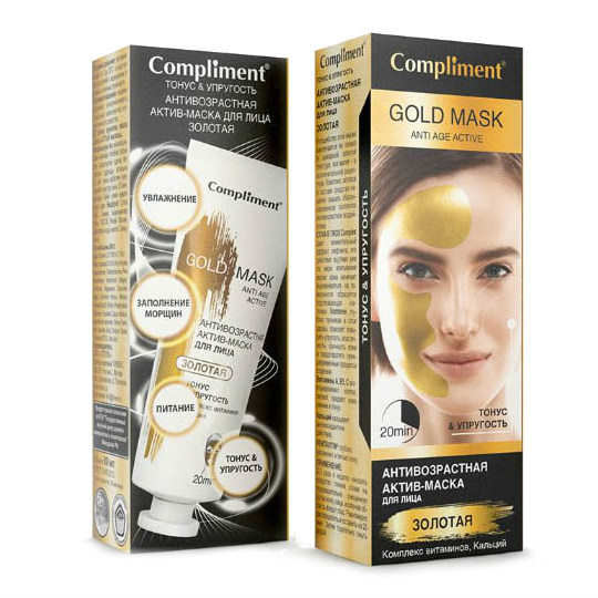 Изображение товара Антивозрастная маска для лица Compliment Gold mask с золотой текстурой и лифтинг-эффектом