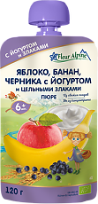 Купить Fleur Alpine Органик Пюре яблоко-банан-черника-йогурт с 6 мес. пауч 120 г 1 шт цена