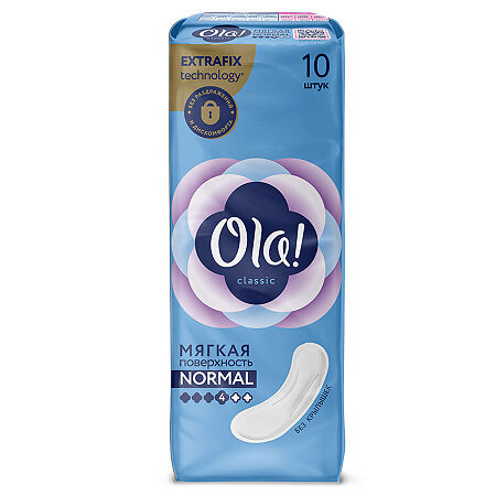 Ola! Прокладки Classic Normal мягкая поверхность без крылышек 10 шт