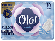 Изображение товара Ola! Прокладки Classic Wings Singles Normal мягкая поверхность инд. уп. 10 шт