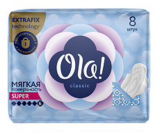 Купить Ola! Прокладки Classic Wings Singles Super Мягкая поверхность в индивид. уп. 8 шт цена