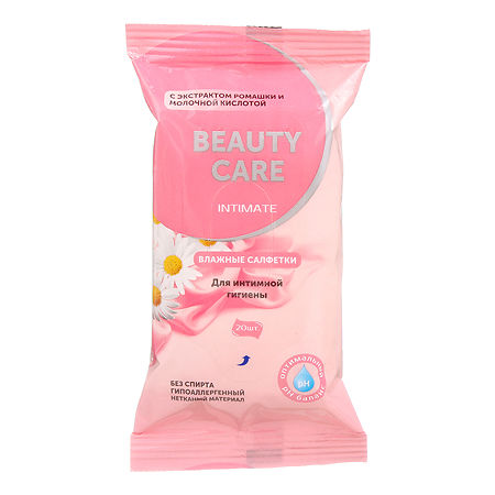 БиСи (Beauty Care) Салфетки влажные для интимной гигиены с экстрактом ромашки и молочной кислотой, 20 шт