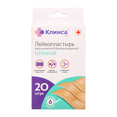 Купить Клинса Лейкопластырь бактериц Universal на полим основе натур 3 размера 20 шт цена