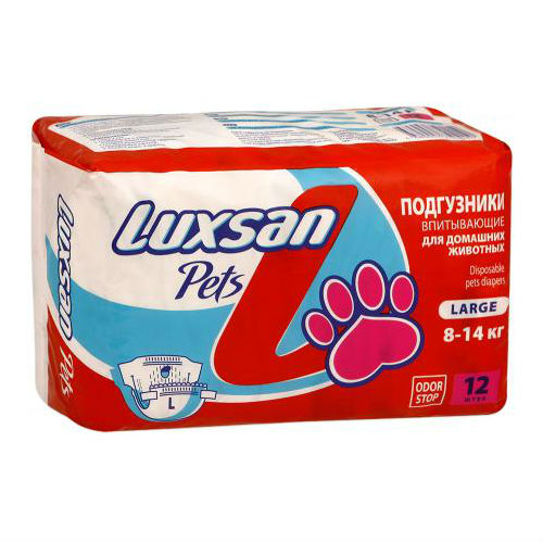 Изображение товара Luxsan Pets Подгузники для домашних животных впитывающие L 8-14 кг 12 шт.