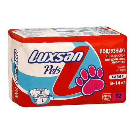 Luxsan Pets  Подгузники для домашних животных впитывающие L 8-14 кг 12 шт.