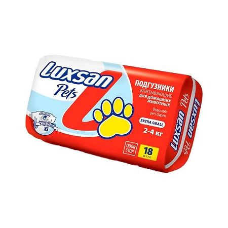 Luxsan Pets  Подгузники для домашних животных впитывающие XS, 2-4 кг 18 шт.