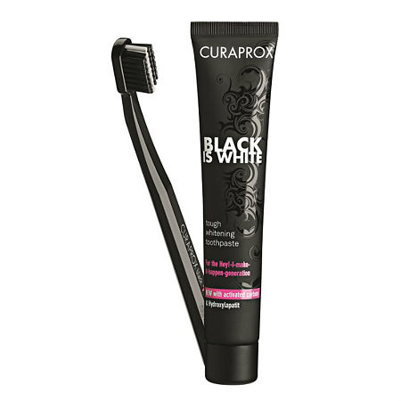 Curaprox Зубная паста Black Is White 90мл + Зубная щетка Ultra Soft черная, 1 уп