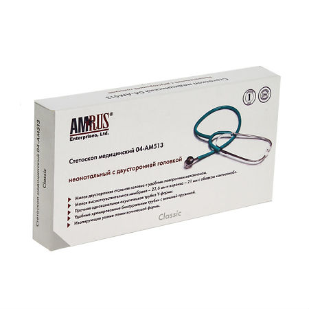 Стетоскоп Amrus 04-АМ513 медицинский двухсторонний неонатальный зеленый 1 шт