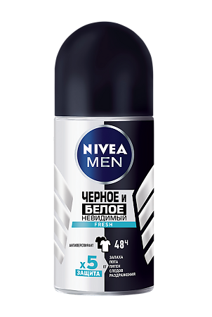 Изображение товара Nivea Men Антиперспирант шарик Черное и Белое невидимый Fresh 50 мл 1 шт