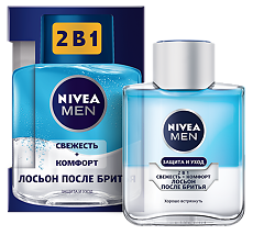 Купить Nivea Men Лосьон после бритья 2 в 1 Свежесть + Комфорт 100 мл 1 шт цена