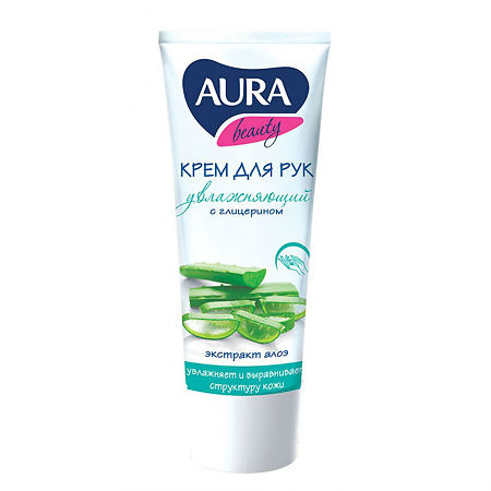 Aura Beauty Крем для рук увлажняющий с глицерином и экстрактом алоэ 75 мл 1 шт