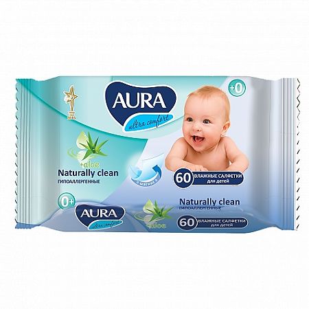 Aura Ultra Comfort Влажные салфетки для детей 60 шт