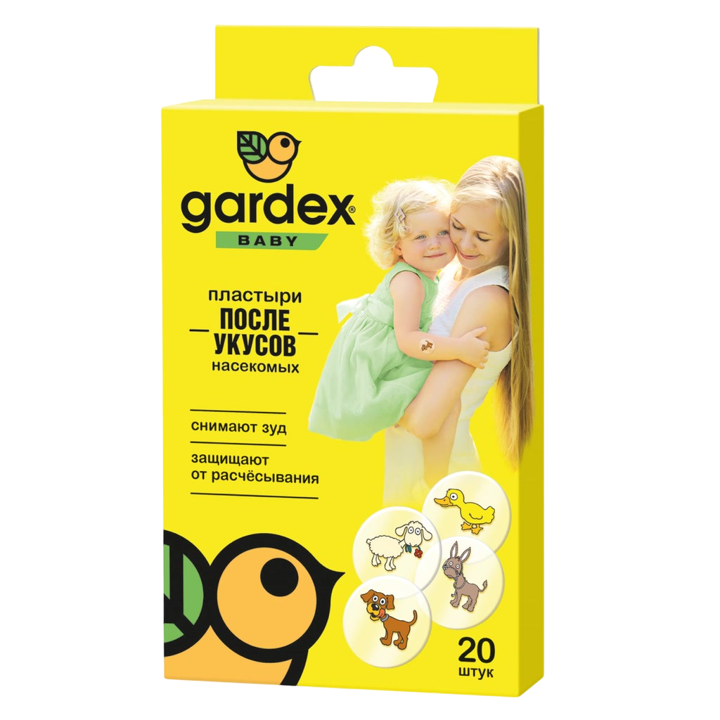 Gardex Baby Пластыри после укусов насекомых 20 шт - купить, цена и отзывы,  Gardex Baby Пластыри после укусов насекомых 20 шт инструкция по применению,  дешевые аналоги, описание, заказать в Москве с доставкой на дом