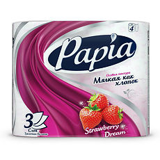 Купить Papia Туалетная бумага белая с ароматом Strawberry Dream трёхслойная 4 шт цена