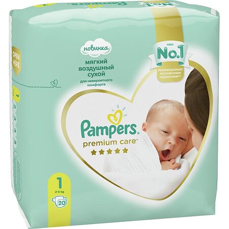 Изображение товара Подгузники Памперс (Pampers) Premium Care 2-5 кг р.1 20 шт