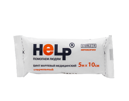 Бинт марлевый медицинский стерильный Help 5м х 10см 1 шт