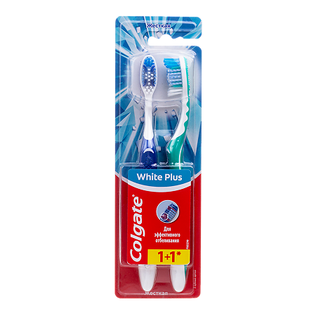 Colgate Зубная щетка Отбеливающая Plus жесткая 2 шт
