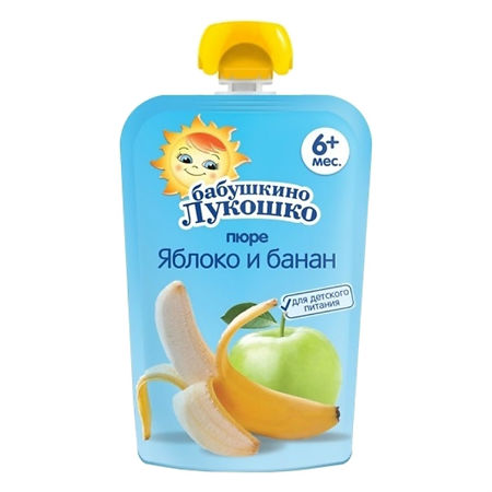 Пюре Бабушкино Лукошко яблоко, банан с 6 мес. пауч 100 г 1 шт