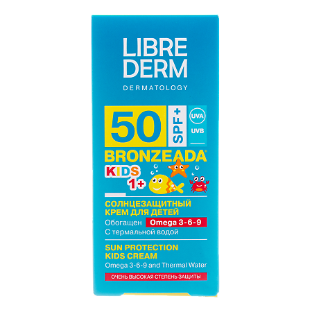 Изображение товара Либридерм (Librederm) Bronzeada Солнцезащитный крем для детей с Омега 3-6-9 и термальной водой SPF50+ 150 мл 1 шт