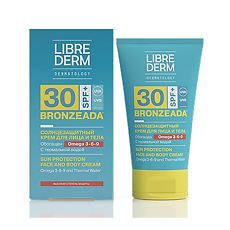 Купить Либридерм (Librederm) Bronzeada Солнцезащитный крем с Омега 3-6-9 и термальной водой SPF30 150 мл 1 шт цена