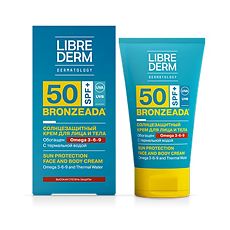 Купить Либридерм (Librederm) Bronzeada Солнцезащитный крем с Омега 3-6-9 и термальной водой SPF50 150 мл 1 шт цена