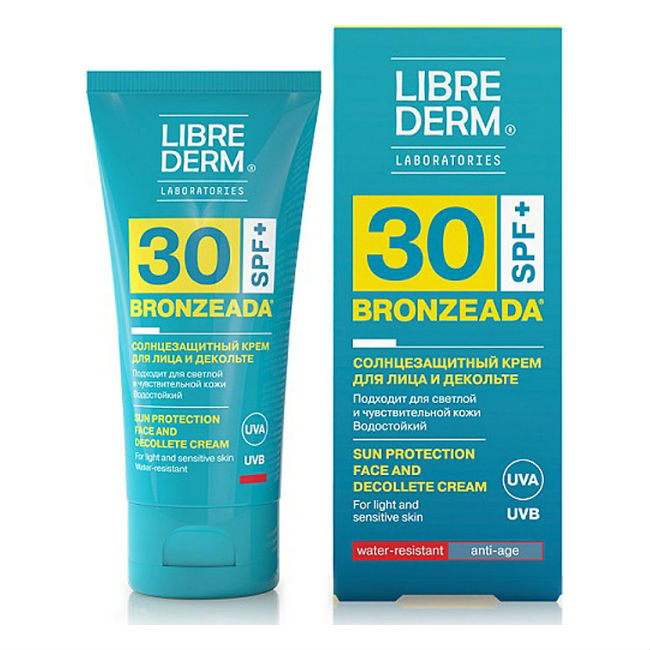 Изображение товара Либридерм Bronzeada Солнцезащитный крем SPF30 50 мл для лица и зоны декольте