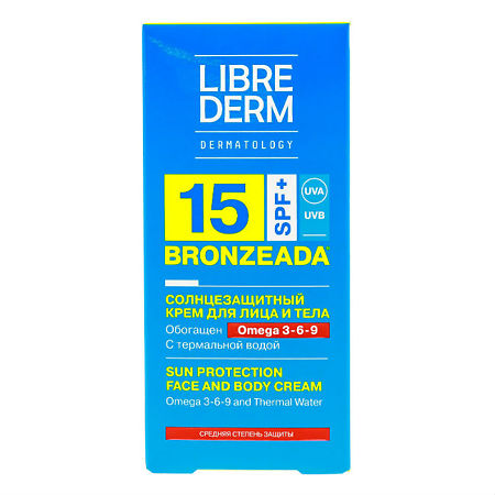 Либридерм (Librederm) Бронзиада Солнцезащитный крем с Омега 3-6-9 и термальной водой SPF15 150 мл 1 шт