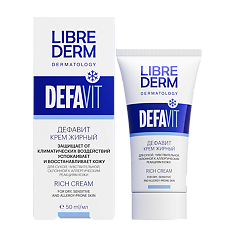 Изображение товара Librederm Dermatology Дефавит крем жирный восстанавливающий и успокаивающий витаминный 50 мл 1 шт