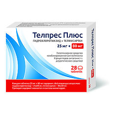 Купить Телпрес Плюс таблетки 80 мг+25 мг  28 шт цена
