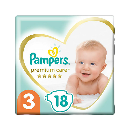 Подгузники Памперс (Pampers) Premium Care 6-10 кг р.3 18 шт