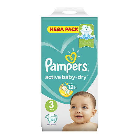 Подгузники Памперс (Pampers) Active Baby-Dry 6-10 кг р.3 124 шт.